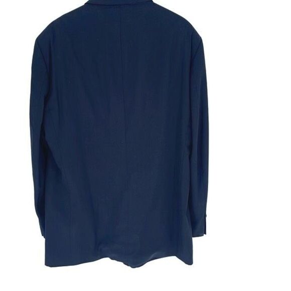 Stafford‎ Men's Single Breasted Jacket Pure Wool 3 Buttons Herringbone Navy Blue - Picture 3 of 8